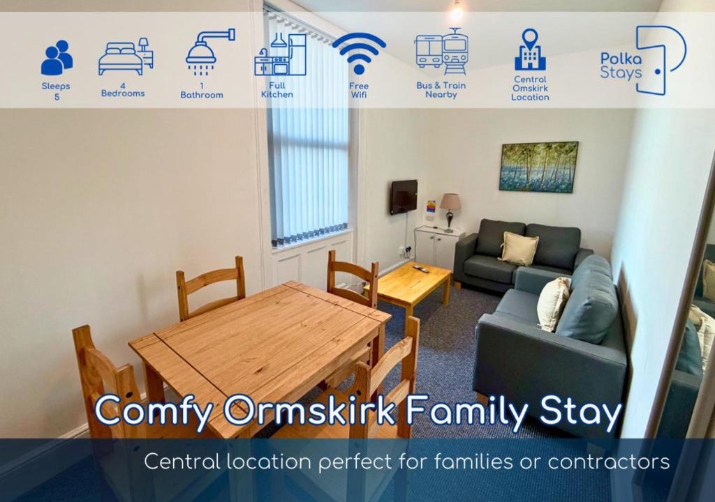 Ormskirk Apartment | Comfy Ormskirk Family Stay by PolkaStays