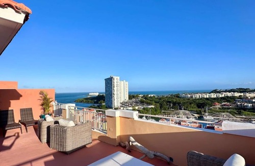 Fajardo Condo | Oceanfront 2-Level Penthouse, Private Rooftop, Marina & El Yunque Views, Gated
