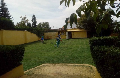 Alfacar House | Rustic and cozy room with private bathroom, double bed and garden view.