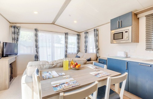 Axminster Apartment | Spacious and luxurious 12ft-wide caravan with one double and one twin bedroom.