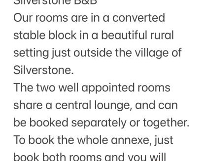 Towcester Bed & Breakfast | The Grange Silverstone