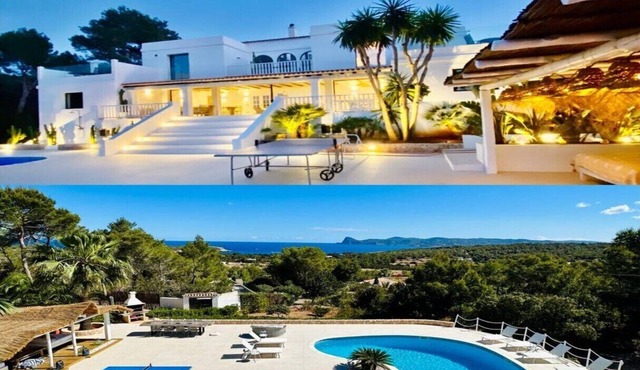 5* villa. Superb sea view. Heated swimming pool. Beach 15 mins walk.
